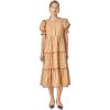 English Factory Women’s Scalloped Edge Midi Dress(Tan/Burgundy)