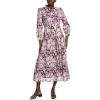 Printed Midi Dress(Burgundy/Blue)