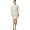 Side Tie Mixed Media Mini Dress(Ivory/White)