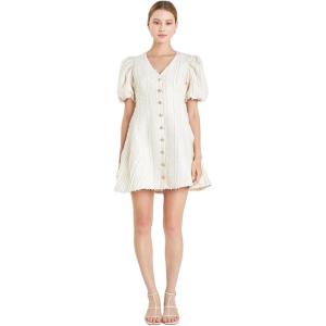 English Factory Textured Buttoned Mini Dress(Beige)