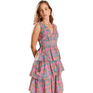 English Factory Women’s Deep V-Neck Tiered Maxi Dress(Multi)