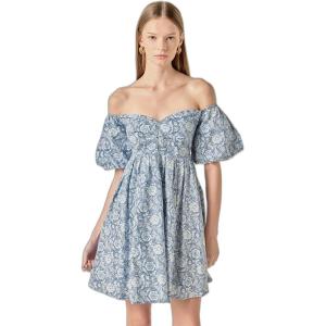 English Factory Women’s Floral Off the Shoulder Mini Dress(Blue)
