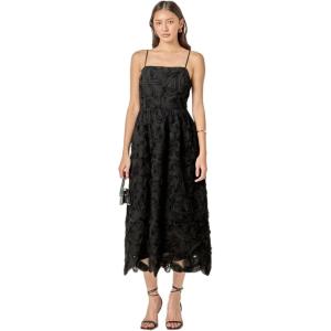 English Factory Women’s Flower Embellished Midi Dress(Black)