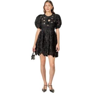 English Factory Women’s Flower Embellished Mini Dress(Black)