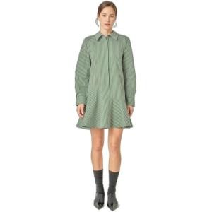 English Factory Women’s Stripe Collar Flared Skirt Dress(Dark Olive)