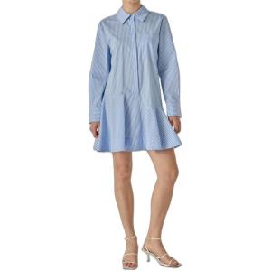 English Factory Women’s Stripe Collar Flared Skirt Dress(Powder Blue)