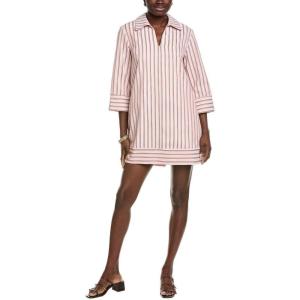 Stripe Collared Mini Dress(Light Pink/ Brown)