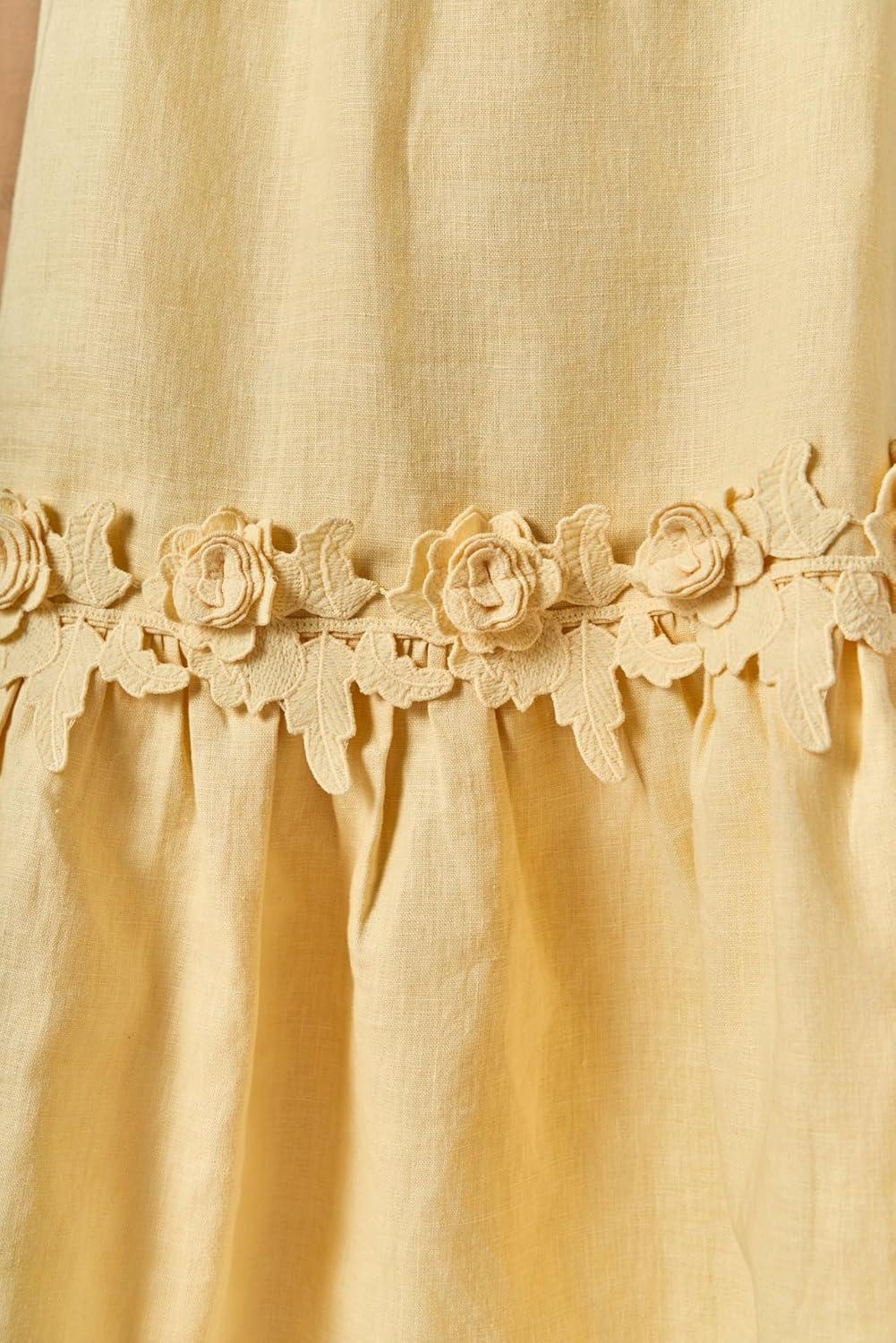 image:imageEnglish Factory Womens Halter Flower Detail Mini DressButter Yellow