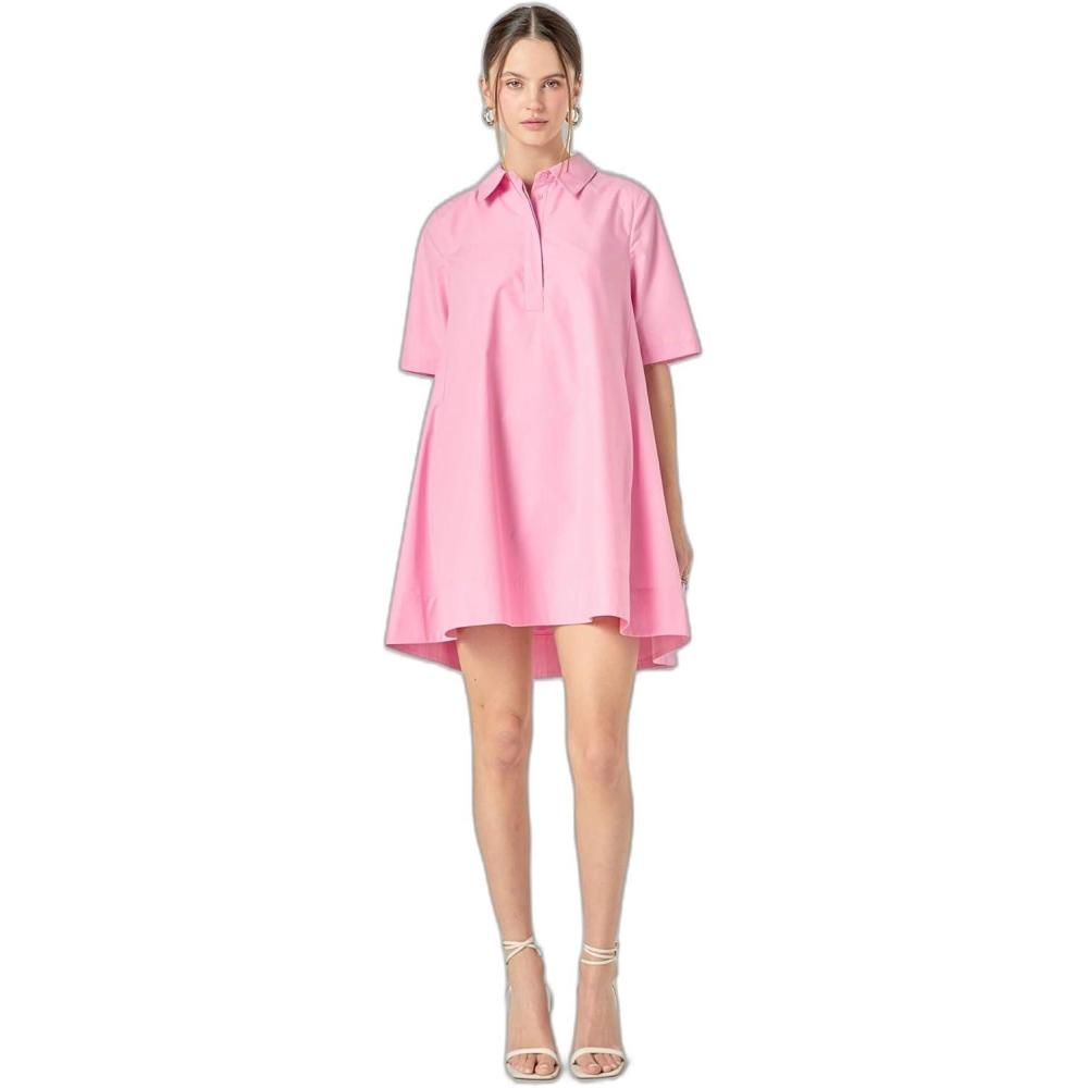 image:imageEnglish Factory Womens ALine Short Sleeve Shirt DressPink