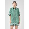 English Factory Boucle Mini Shirt Dress with RIC Rac Trim, Mint, S