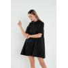 English Factory Women’s A-Line Short Sleeve Shirt Dress(Black)