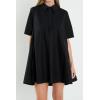 English Factory Women’s A-Line Short Sleeve Shirt Dress(Black)