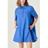 English Factory Women’s A-Line Short Sleeve Shirt Dress(Blue)