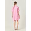 English Factory Women’s A-Line Short Sleeve Shirt Dress(Pink)