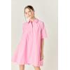 English Factory Women’s A-Line Short Sleeve Shirt Dress(Pink)
