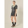 English Factory Women’s Floral Collar Detail Mini Dress(Black)