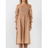 English Factory Women’s Floral Smocked Midi Dress, Tan Multicolored, XS