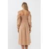 English Factory Women’s Floral Smocked Midi Dress, Tan Multicolored, XS