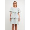 English Factory Women’s Gingham Print Tiered Midi Dress, Green/White, S