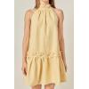 English Factory Women’s Halter Flower Detail Mini Dress(Butter Yellow)