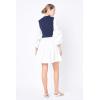 English Factory Women’s Mixed Media Mini Dress, Navy/White, S