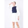 English Factory Women’s Mixed Media Mini Dress, Navy/White, XS