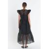 English Factory Women’s Organza Midi Dress, Black, XS
