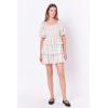 English Factory Women’s Polka Dot Lurex Multi Tiered Mini Dress, Cream, L