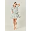 English Factory Women’s Print Puff Sleeve Mini Dress(Ivory Multi)