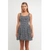 English Factory Women’s Printed Linen Bustier Mini Dress, Navy, M