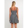 English Factory Women’s Printed Linen Bustier Mini Dress, Navy, M