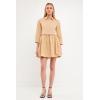English Factory Women’s Shirt Mini Dress, Taupe, M