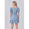 English Factory Women’s Tie Dye Print Braided Belt Mini Dress, Blue, XS