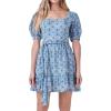 English Factory Women’s Tie Dye Print Braided Belt Mini Dress, Blue, XS