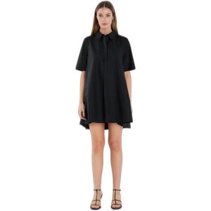 English Factory Women’s A-Line Short Sleeve Shirt Dress(Black)