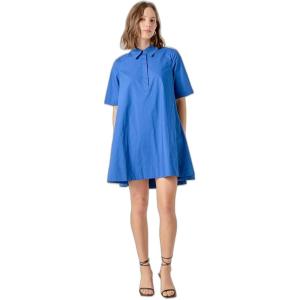 English Factory Women’s A-Line Short Sleeve Shirt Dress(Blue)