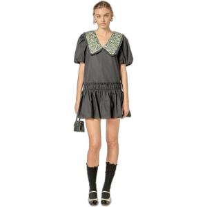 English Factory Women’s Floral Collar Detail Mini Dress(Black)