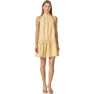 English Factory Women’s Halter Flower Detail Mini Dress(Butter Yellow)