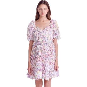 English Factory Women’s Textured Ribbon Mini Full Dress, Mauve, L