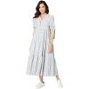 Gingham Tiered Dress with Bow-Tie Sleeves(Cream Multi)