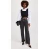 English Factory Women’s Cropped Knit Top Over Shirt(White/Black)