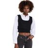 English Factory Women’s Cropped Knit Top Over Shirt(White/Black)