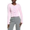 English Factory Womens Ruffle Placket Knitted Cardigan, L, Pink