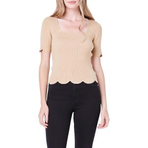 English Factory Womens Square Neck Sweater, L Taupe