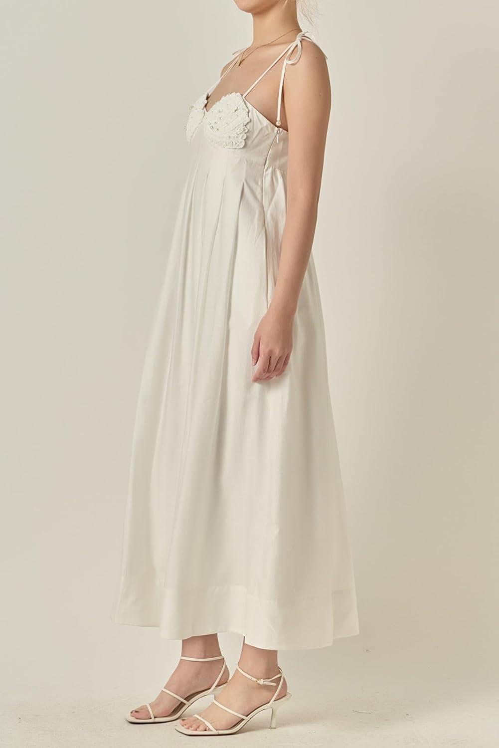 image:imageEnglish Factory Womens Pearl Seashell Maxi DressWhite