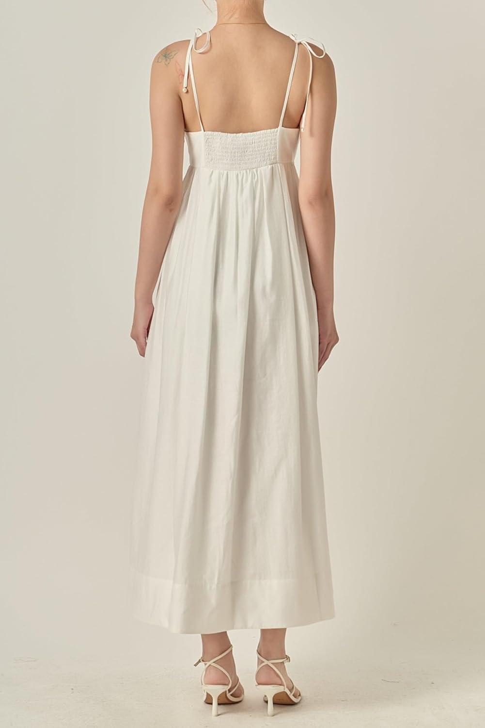 image:imageEnglish Factory Womens Pearl Seashell Maxi DressWhite