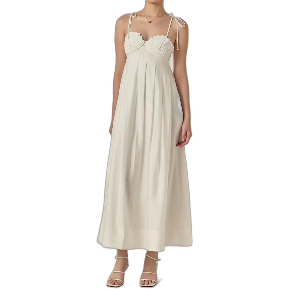 image:imageEnglish Factory Womens Pearl Seashell Maxi DressWhite