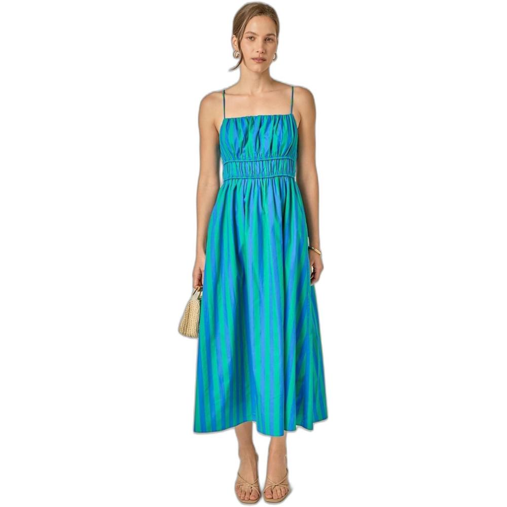 image:imageEnglish Factory Womens Stripe Sleeveless Maxi DressBlueGreen