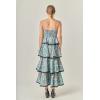 English Factory Women’s Grid Print Tiered Maxi Dress with RIC Rac Trim(Multi)