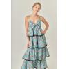 English Factory Women’s Grid Print Tiered Maxi Dress with RIC Rac Trim(Multi)